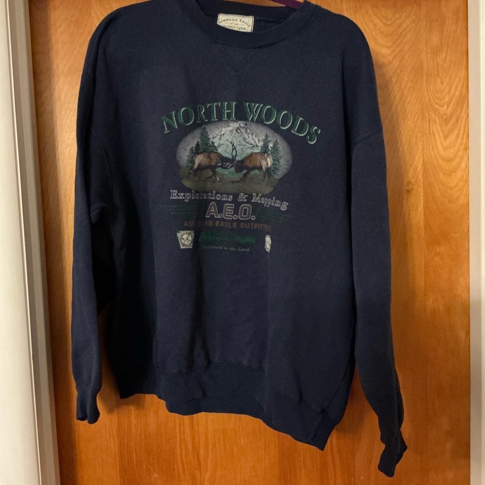 American Eagle Outfitters Dark Blue Crewneck Sweater
